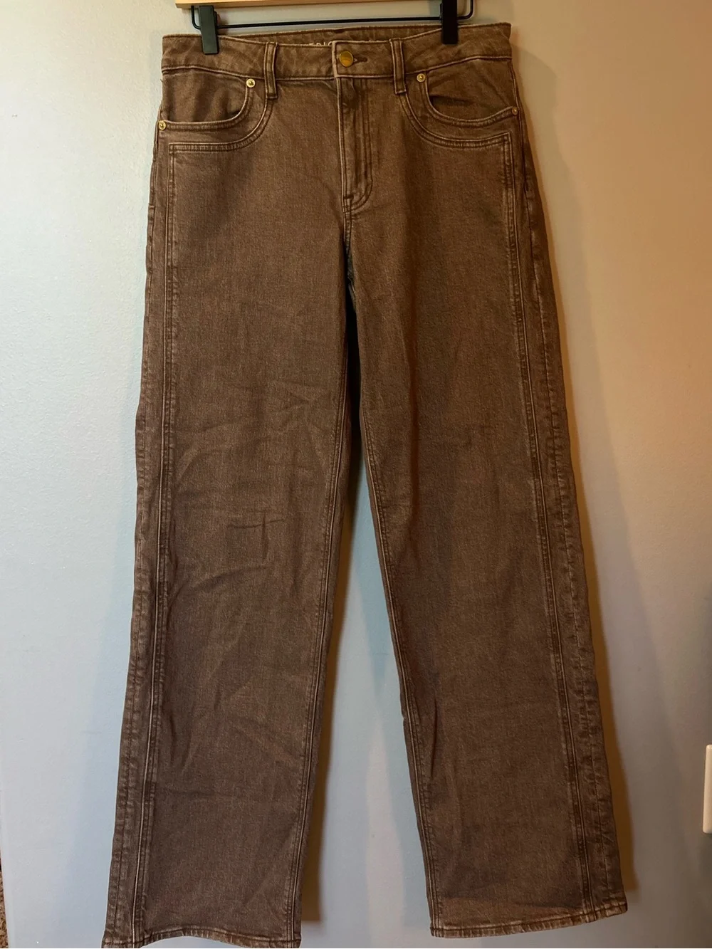 American Eagle Outfitters High-Rise Stovepipe Jeans in Brown